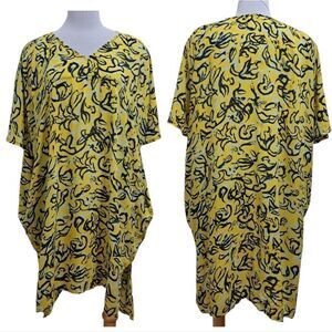 Diane Von Furstenberg x Onia Hanna Floral Kaftan Oversized XS/Small Yellow
